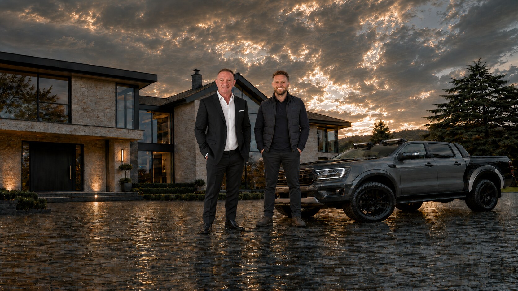 Mark Thomas and Jack Meyrick with the Morstone Build Co Ranger at a contemporary home