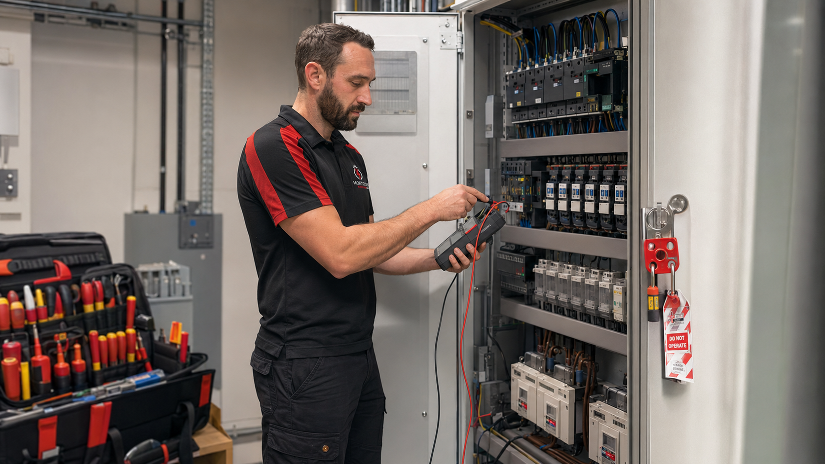 Morstone Electrical engineer carrying out planned maintenance